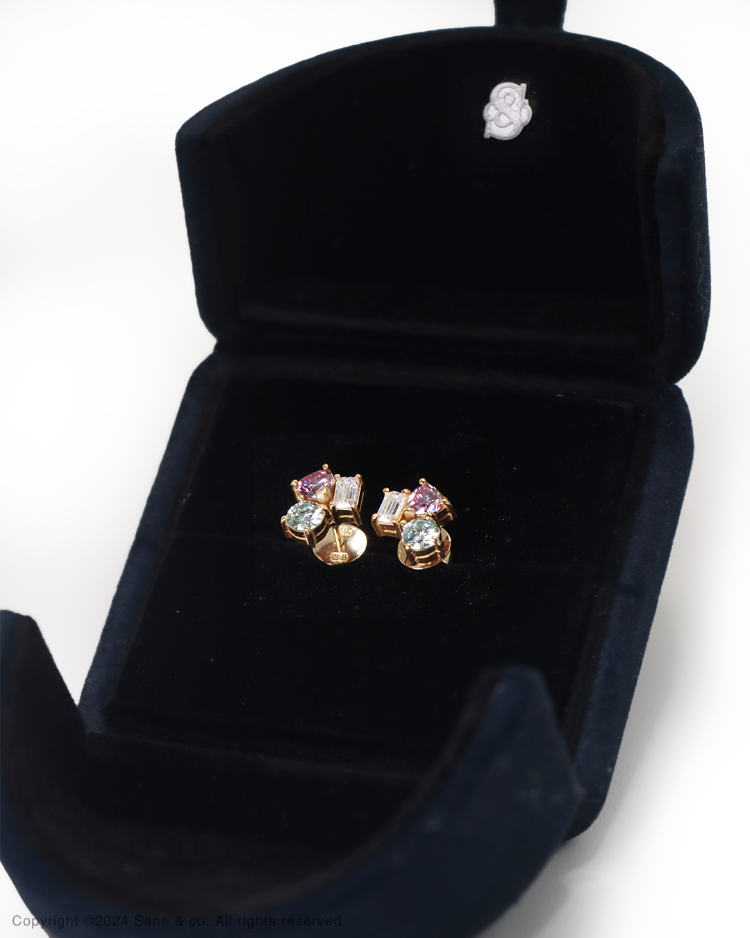 Tricolor moissanite earrings