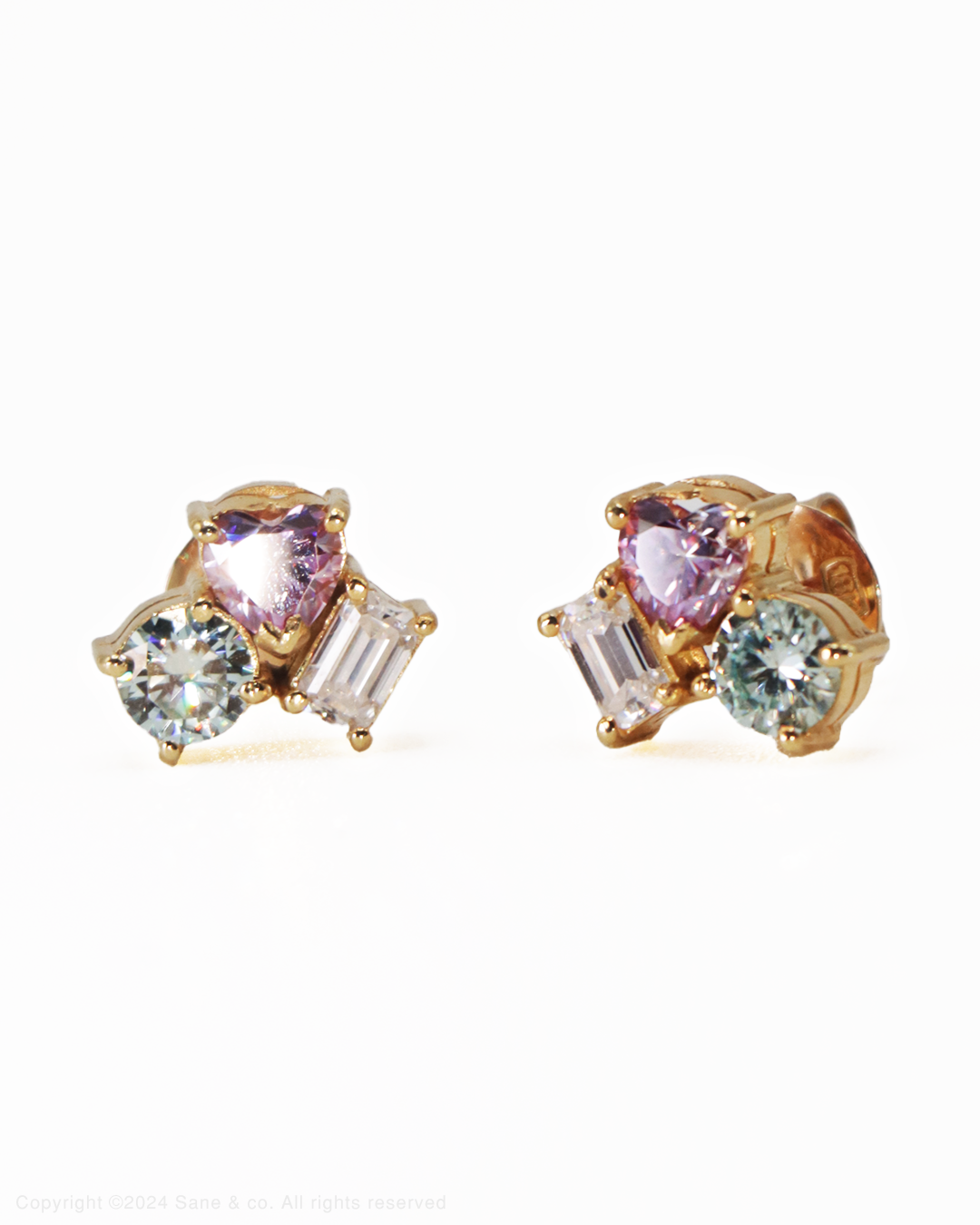 Tricolor moissanite earrings