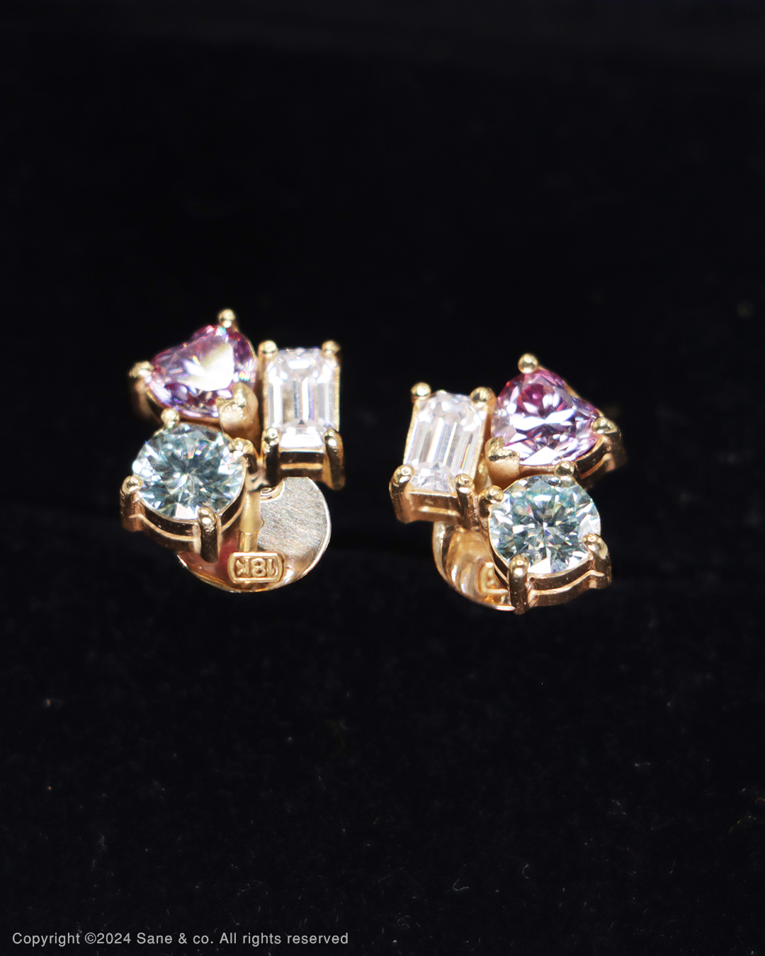 Tricolor moissanite earrings